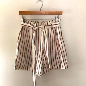 High waist paper bag striped shorts 4